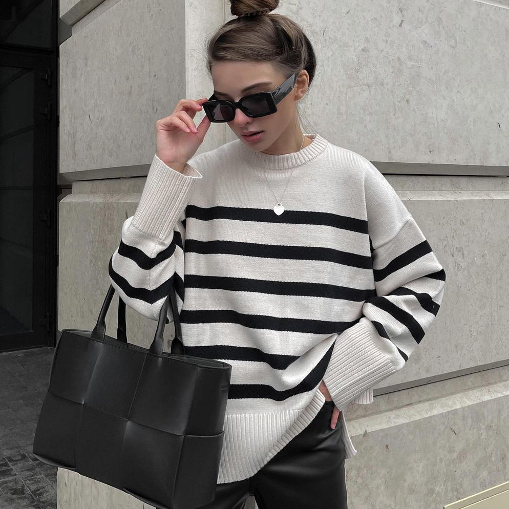 Maglione Elegante Oversize a Righe per Donna