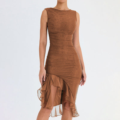 Asymmetric Ruffle Mini Dress