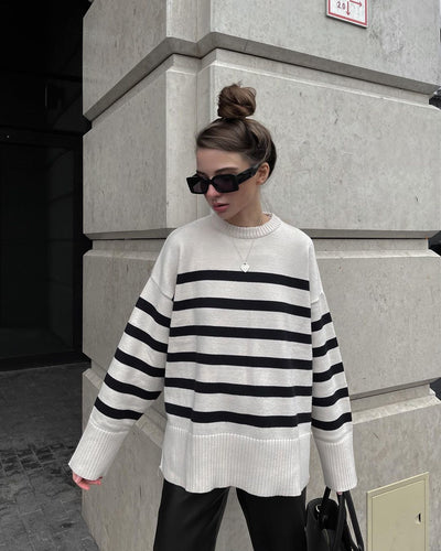 Maglione Elegante Oversize a Righe per Donna
