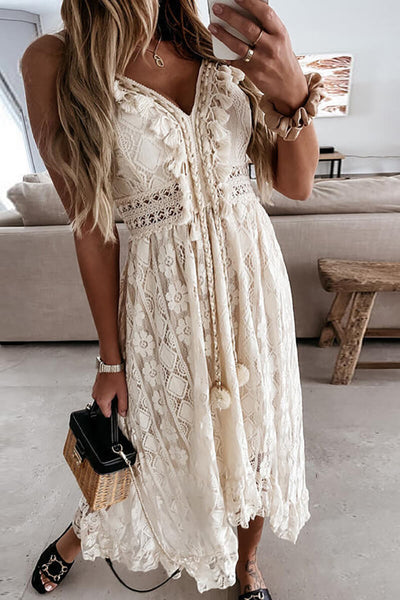 Asymmetric Midi Dress with Embroidery and Ruffles