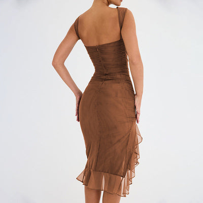 Asymmetric Ruffle Mini Dress