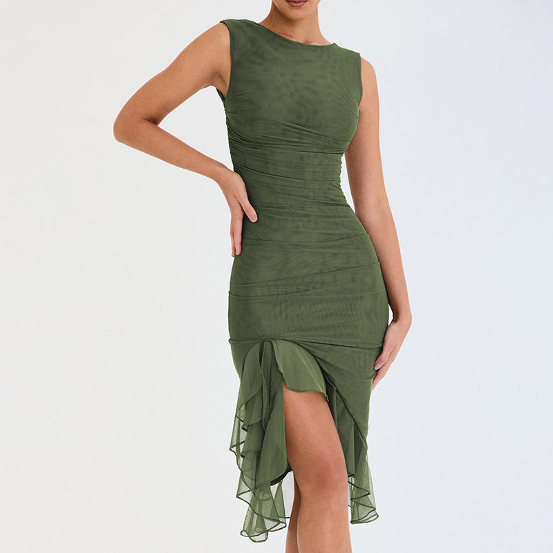Asymmetric Ruffle Mini Dress