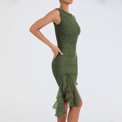 Asymmetric Ruffle Mini Dress