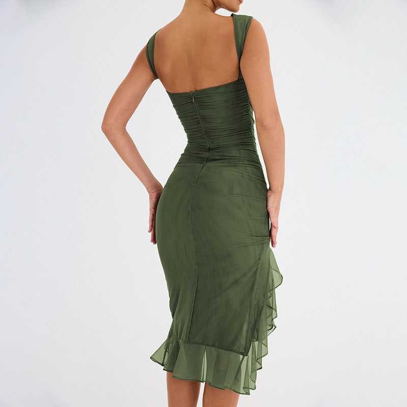 Asymmetric Ruffle Mini Dress