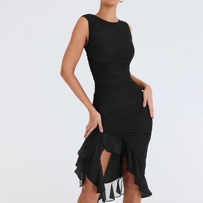 Asymmetric Ruffle Mini Dress
