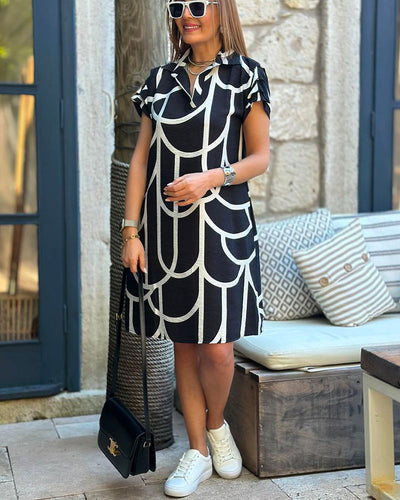 Abito Polo Casual con Motivo Geometrico
