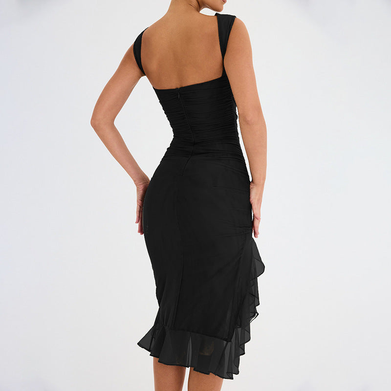 Asymmetric Ruffle Mini Dress