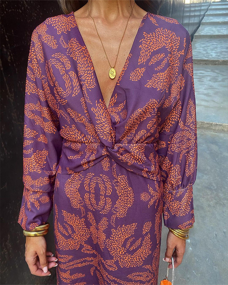 Astrid - Elegante Vestito Midi con Maniche Lunghe