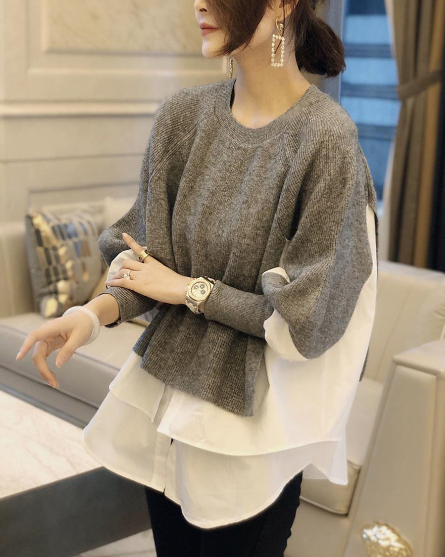 Maglione Oversize Donna con Maniche a Palloncino