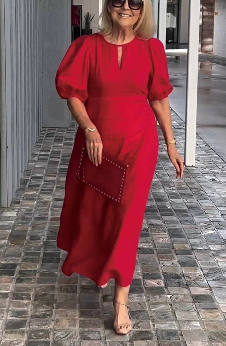 Abito Midi Elegante Valentina con Maniche Voluminose