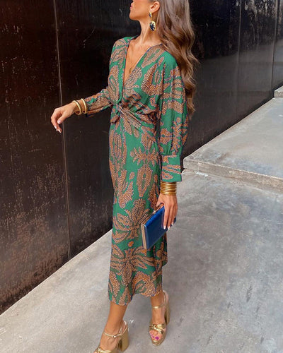 Astrid - Elegante Vestito Midi con Maniche Lunghe