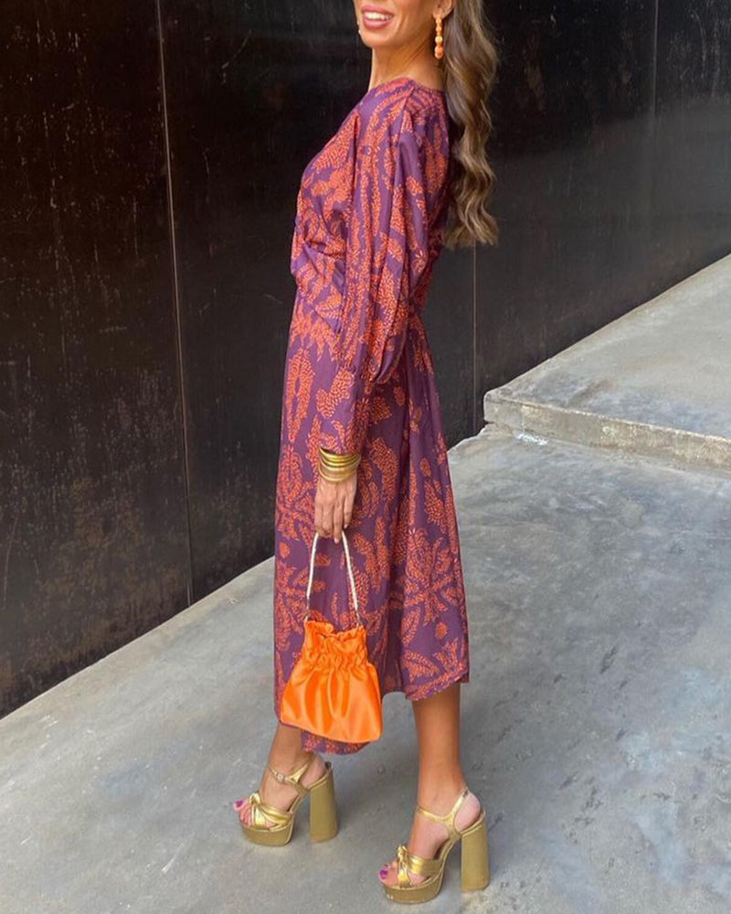 Astrid - Elegante Vestito Midi con Maniche Lunghe