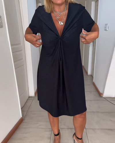 Abito Nero Drappeggiato per Donna – Elegante, Confortevole e Versatile per Ogni Occasione