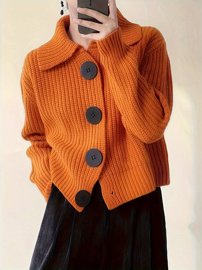 Cardigan Elegante Donna in Maglia a Coste - Bianco