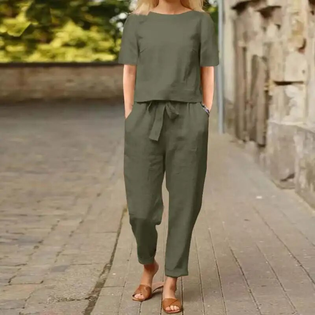 Mila – Set Estivo in Cotone con Camicia e Pantaloni