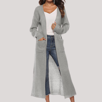 Cardigan Elegante Lungo Alessia – Maglia Morbida e Versatile con Tasche
