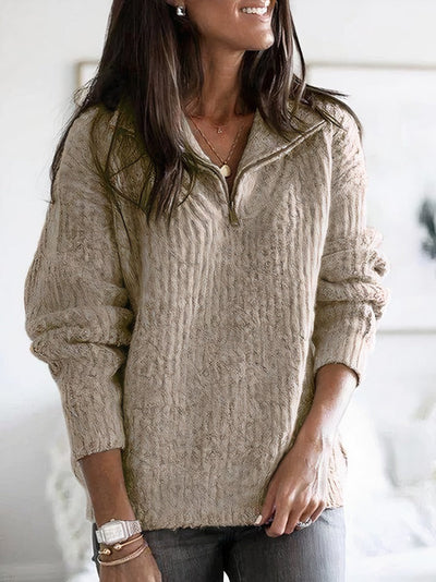 Ella - Maglione Elegante da Donna con Collo Alto e Zip