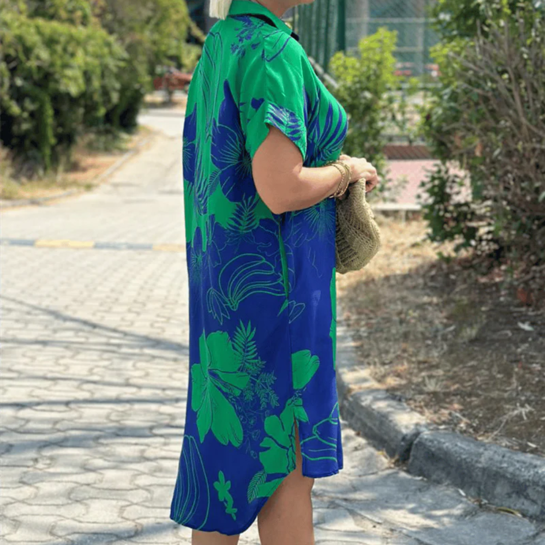Abito Estivo Donna – Camicia Chic con Stampa Floreale Colorata