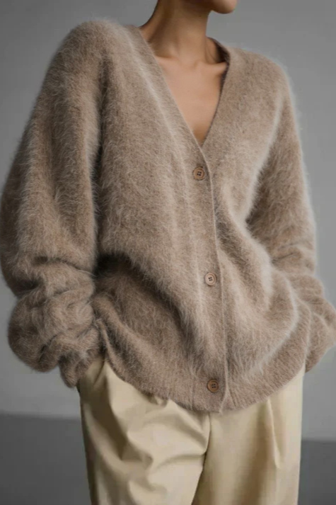 Chiara - Elegante Cardigan Donna con Effetto Pelliccia