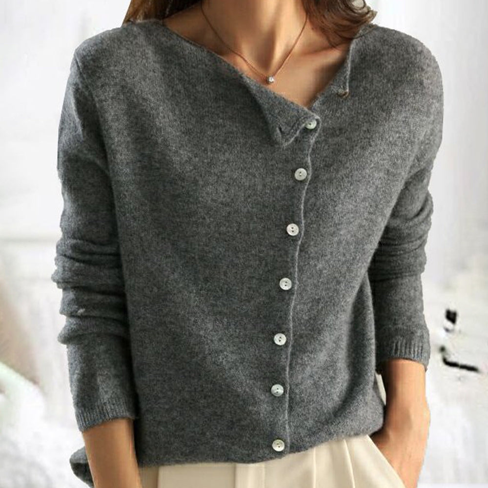 Isabella – Elegante Cardigan Donna con Bottoni Asimmetrici