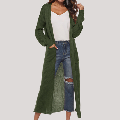 Cardigan Elegante Lungo Alessia – Maglia Morbida e Versatile con Tasche