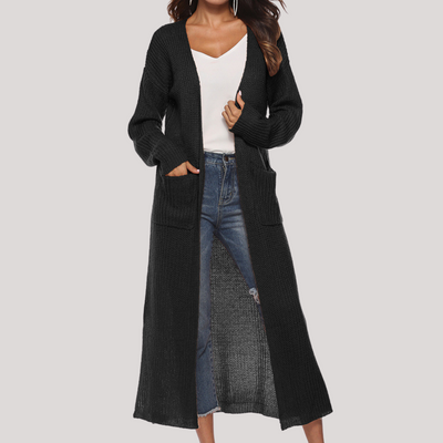 Cardigan Elegante Lungo Alessia – Maglia Morbida e Versatile con Tasche
