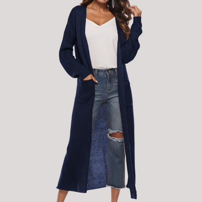 Cardigan Elegante Lungo Alessia – Maglia Morbida e Versatile con Tasche
