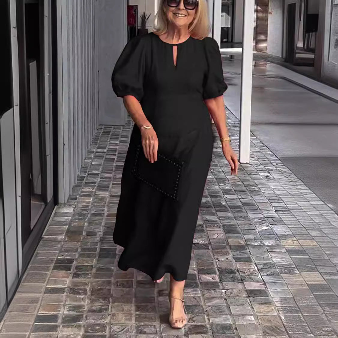 Abito Midi Elegante Valentina con Maniche Voluminose