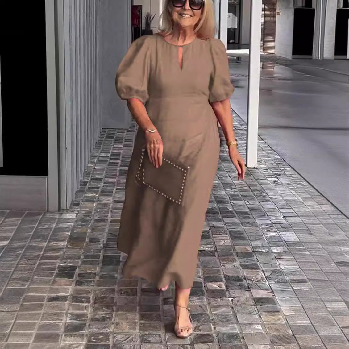 Abito Midi Elegante Valentina con Maniche Voluminose