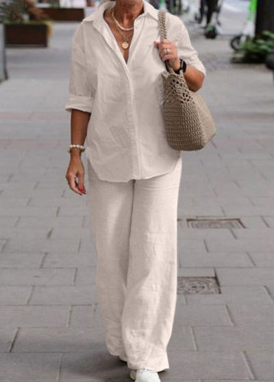 Completo Donna Livia – Set Camicia e Pantaloni in Cotone e Lino, Leggero e Confortevole