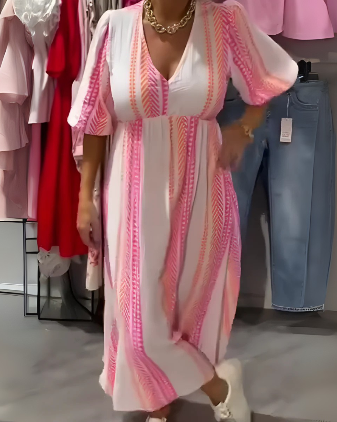 Aurora – Vestito Estivo Midi Donna con Maniche a Farfalla