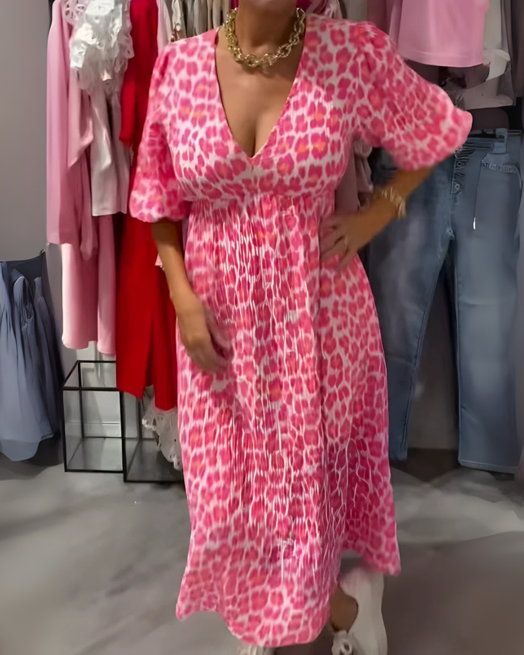 Aurora – Vestito Estivo Midi Donna con Maniche a Farfalla