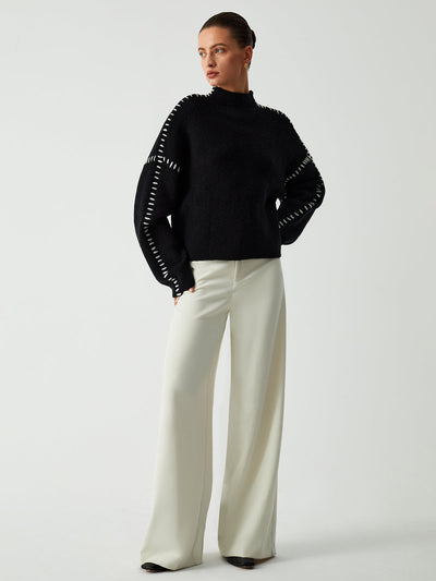Emily - Elegante Maglione Donna con Collo Alto a Mezzo