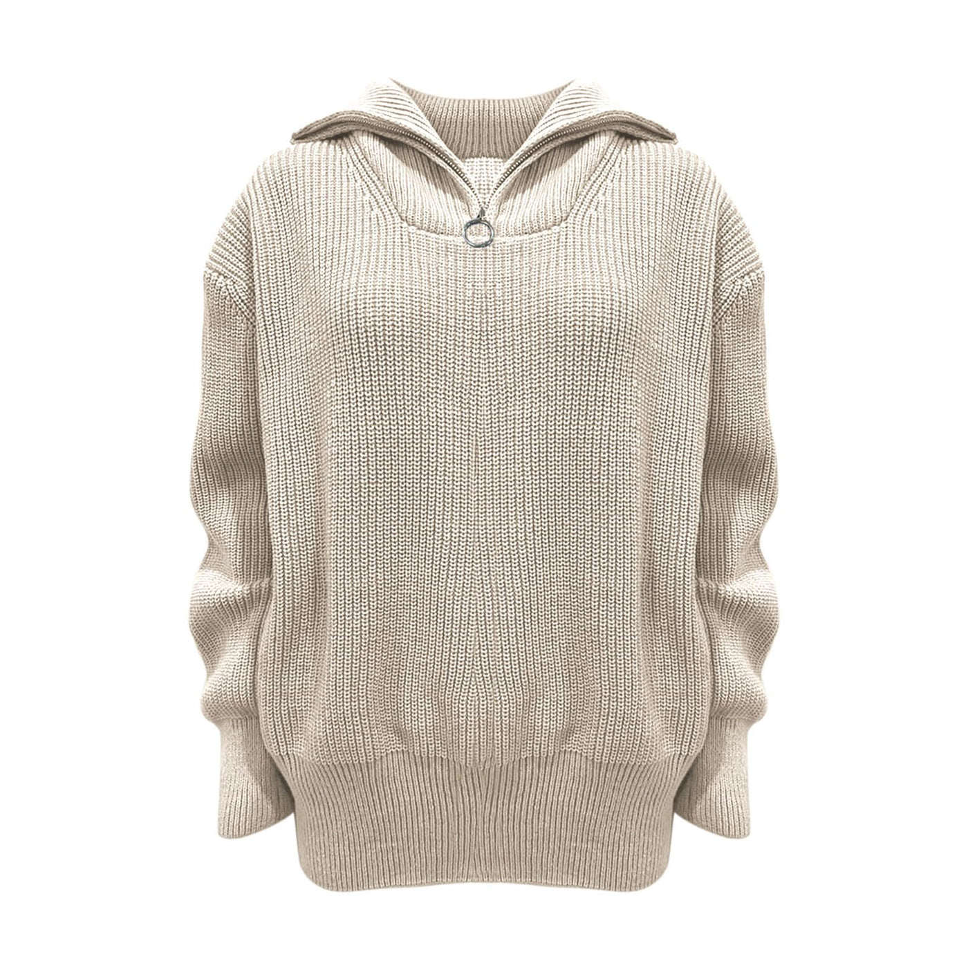 Ellie - Maglione Oversize Donna con Collo Alto e Zip
