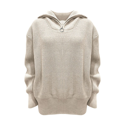 Ellie - Maglione Oversize Donna con Collo Alto e Zip