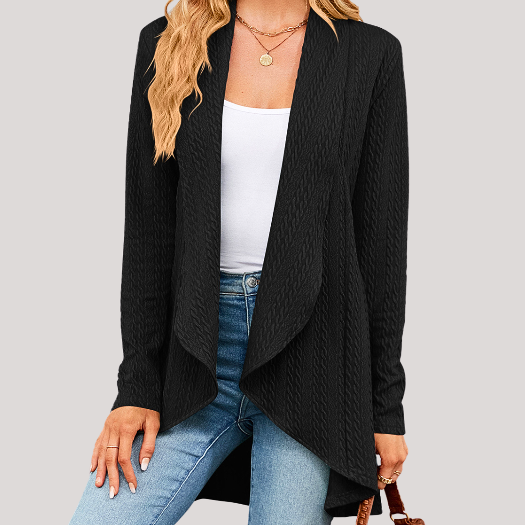 Beatrice Elegant Women's Cardigan – Soft Long Knit with Open Cut