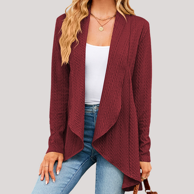 Beatrice Elegant Women's Cardigan – Soft Long Knit with Open Cut