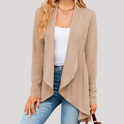 Beatrice Elegant Women's Cardigan – Soft Long Knit with Open Cut