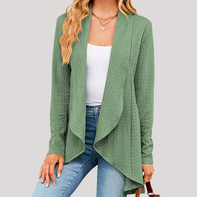 Beatrice Elegant Women's Cardigan – Soft Long Knit with Open Cut