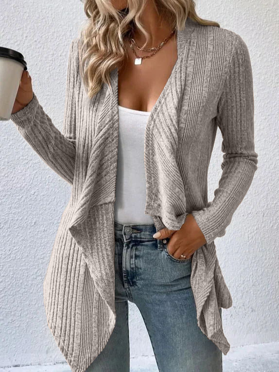 Sofia Elegant Women's Cardigan – Soft Long Knit with Open Cut