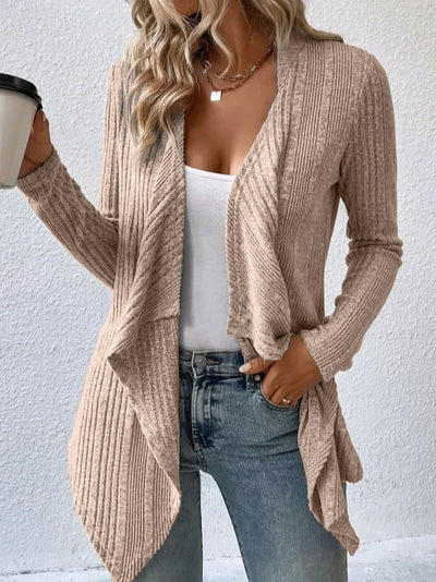 Sofia Elegant Women's Cardigan – Soft Long Knit with Open Cut
