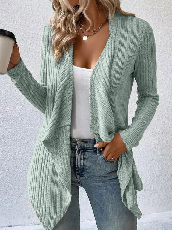 Sofia Elegant Women's Cardigan – Soft Long Knit with Open Cut