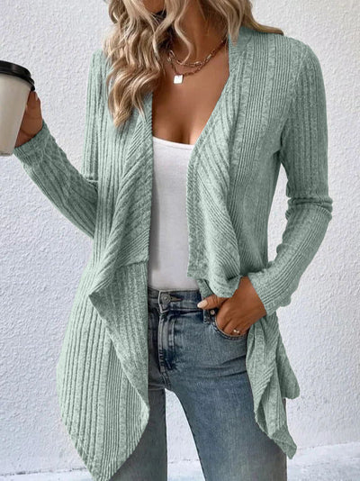 Sofia Elegant Women's Cardigan – Soft Long Knit with Open Cut
