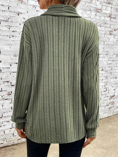 Cardigan Elegante Donna Valentina – Maglia Morbida a Costine Lunga e Aperta Davanti
