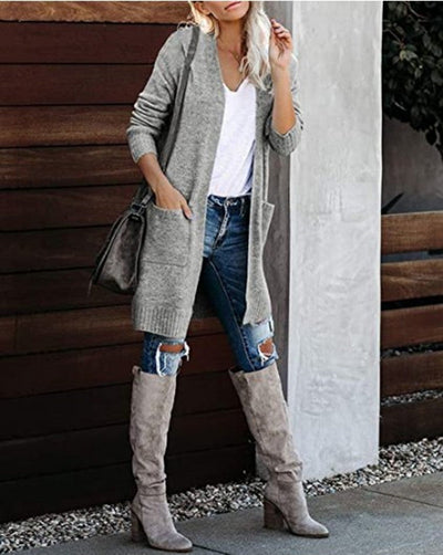 Cardigan Elegante Lungo Donna Evelyn – Morbido, Caldo e Versatile con Tasche