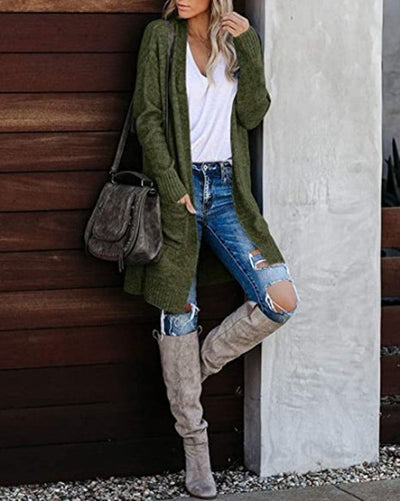 Cardigan Elegante Lungo Donna Evelyn – Morbido, Caldo e Versatile con Tasche