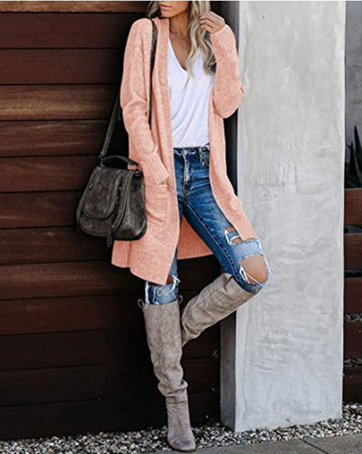 Cardigan Elegante Lungo Donna Evelyn – Morbido, Caldo e Versatile con Tasche
