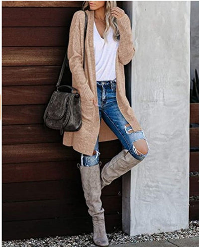 Cardigan Elegante Lungo Donna Evelyn – Morbido, Caldo e Versatile con Tasche