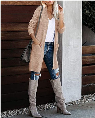 Cardigan Elegante Lungo Donna Evelyn – Morbido, Caldo e Versatile con Tasche