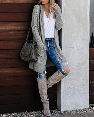 Cardigan Elegante Lungo Donna Evelyn – Morbido, Caldo e Versatile con Tasche